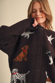 Canine Club Dog Motif Cardigan in Dark Cocoa - product photo 7