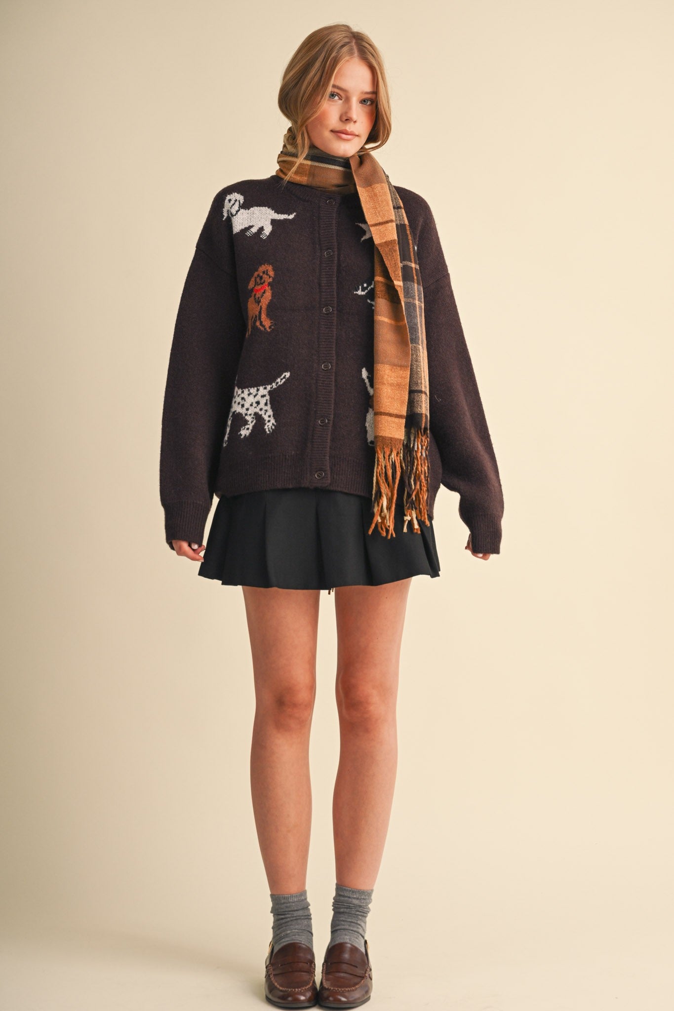 Canine Club Dog Motif Cardigan in Dark Cocoa - product photo 10