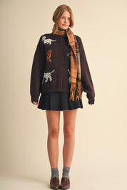 Canine Club Dog Motif Cardigan in Dark Cocoa - product photo 10