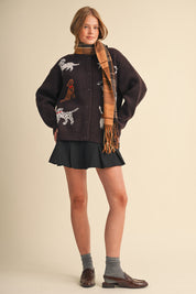 Canine Club Dog Motif Cardigan in Dark Cocoa - product photo 11