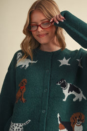 Canine Club Dog Motif Cardigan in Forest Green - product photo 2