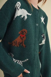 Canine Club Dog Motif Cardigan in Forest Green - product photo 7