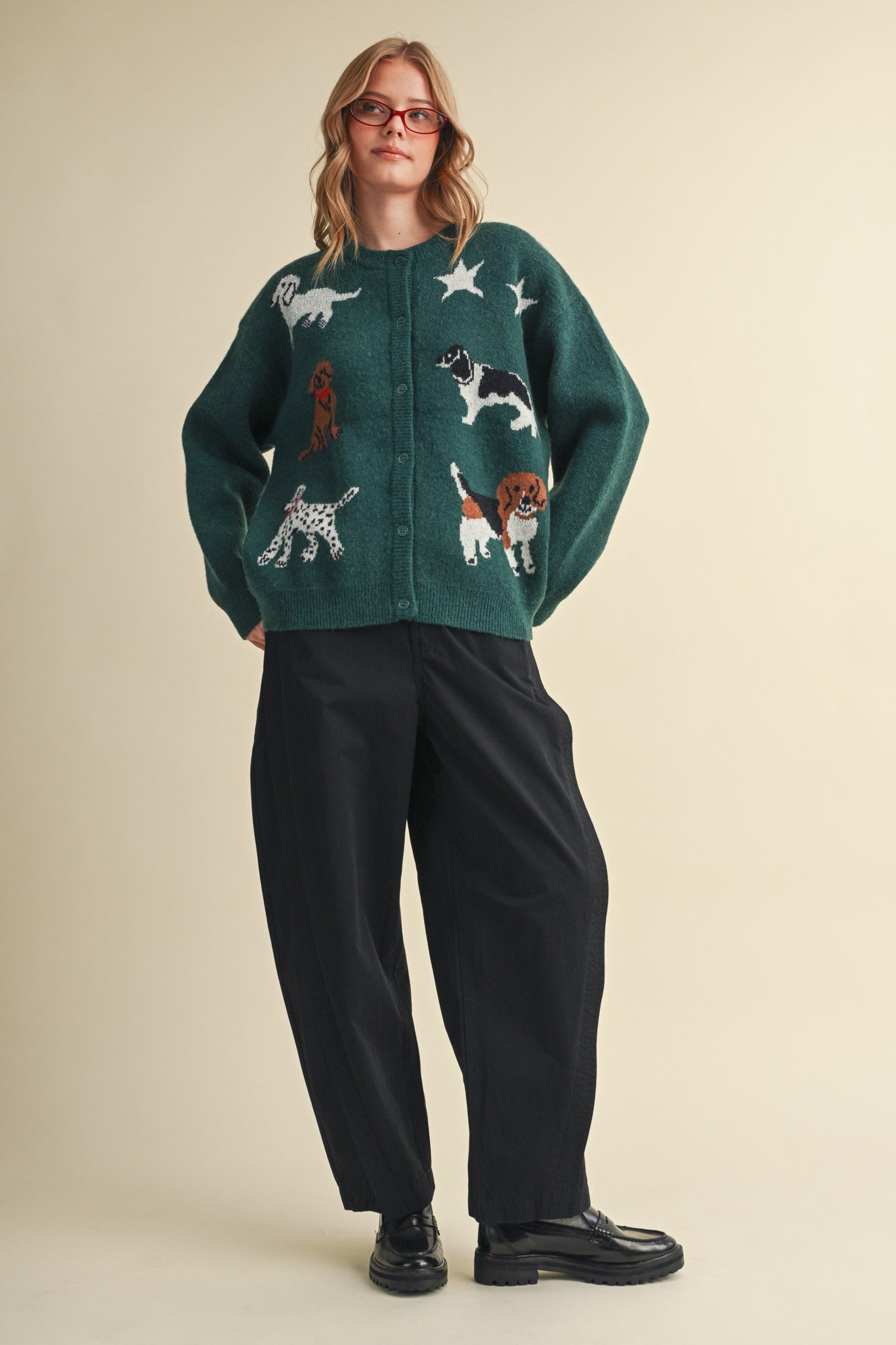 Canine Club Dog Motif Cardigan in Forest Green - product photo 9
