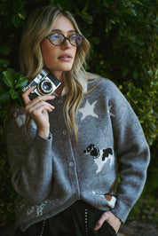 Canine Club Dog Motif Cardigan in Grey - product photo 1