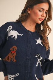 Canine Club Dog Motif Cardigan in Navy - product photo 2