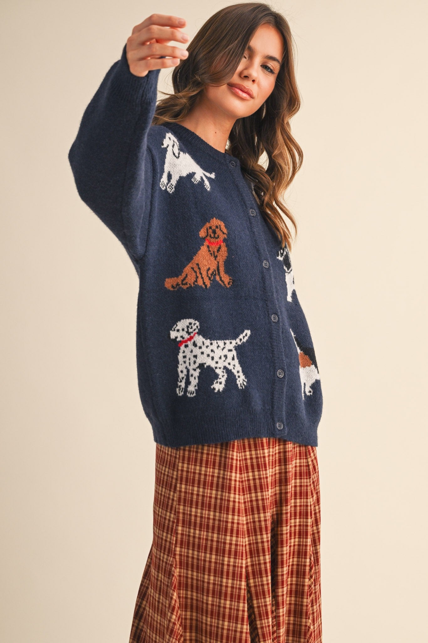 Canine Club Dog Motif Cardigan in Navy - product photo 4