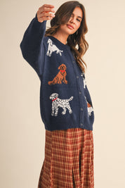 Canine Club Dog Motif Cardigan in Navy - product photo 4