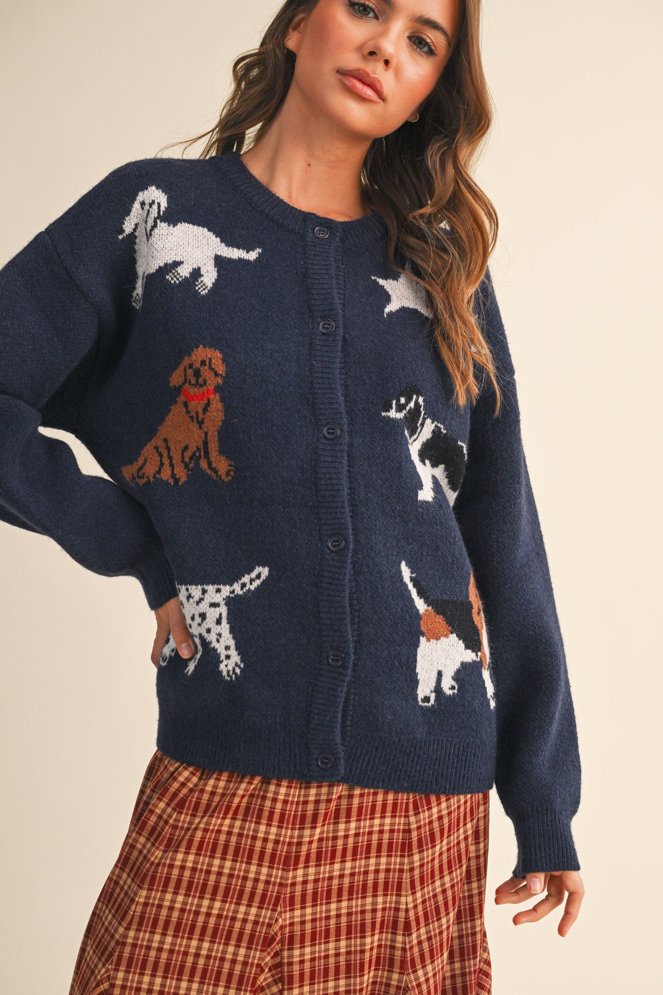 Canine Club Dog Motif Cardigan in Navy - product photo 7