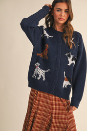 Canine Club Dog Motif Cardigan in Navy - product photo 8