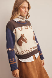 Canterfold Horse Intarsia Sweater - Westly