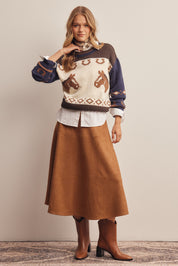 Canterwood Horse Intarsia Sweater in Ivory Multi, photo 12