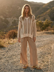 Canyon Breeze Wide Leg Gauze Pants With Side Cinching - Westly