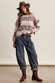 Canyon Echo Fringe Knit Sweater in Sand Stone - product photo 8