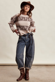 Canyon Echo Fringe Knit Sweater in Sand Stone - product photo 9