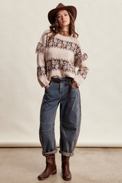 Canyon Echo Fringe Knit Sweater in Sand Stone - product photo 10