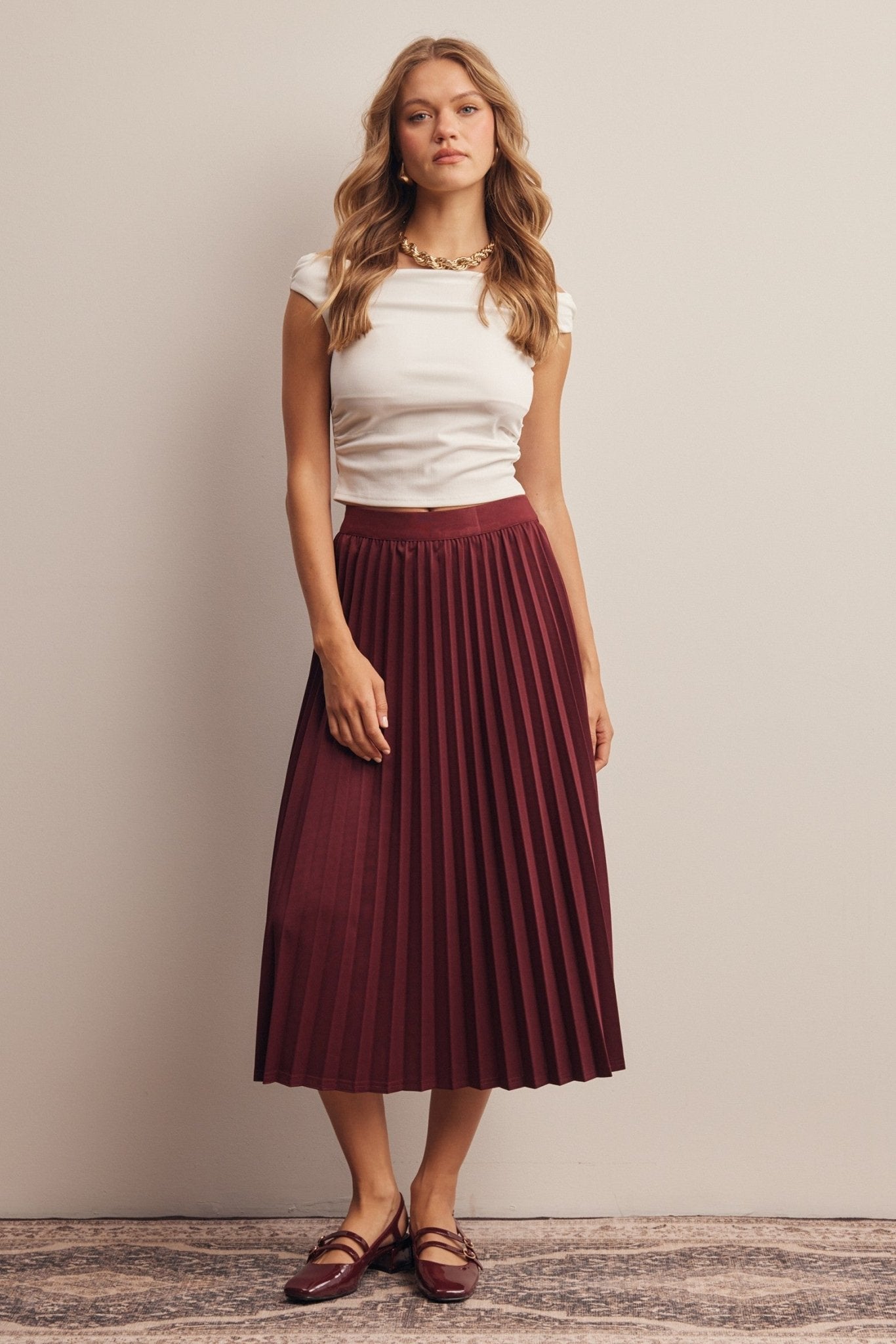 Cardozo Pleated Midi Skirt - Westly