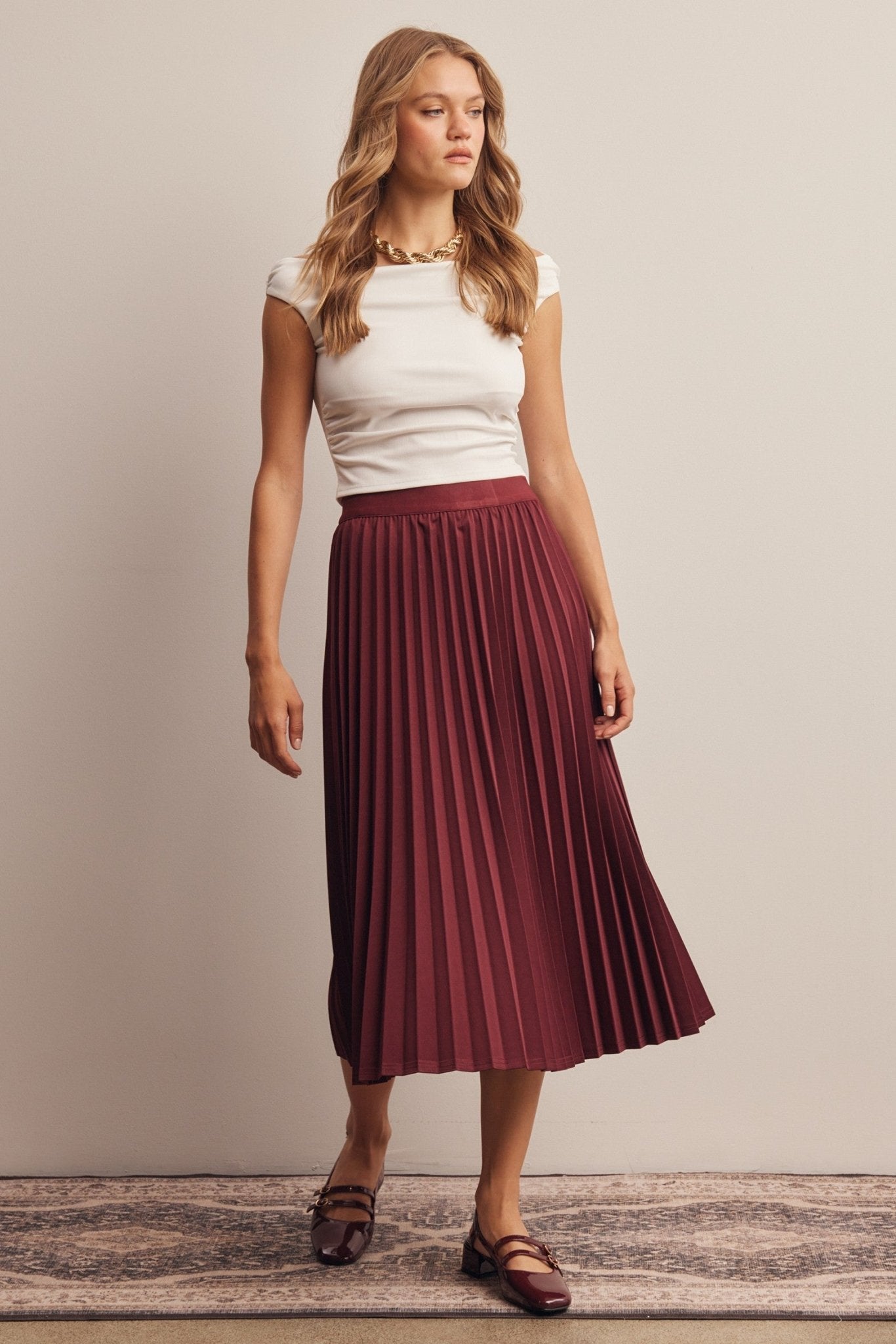 Cardozo Pleated Midi Skirt - Westly