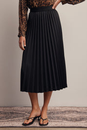 Cardozo Pleated Midi Skirt in Black, photo 1