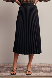 Cardozo Pleated Midi Skirt in Black, photo 3
