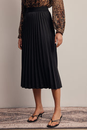 Cardozo Pleated Midi Skirt in Black, photo 4
