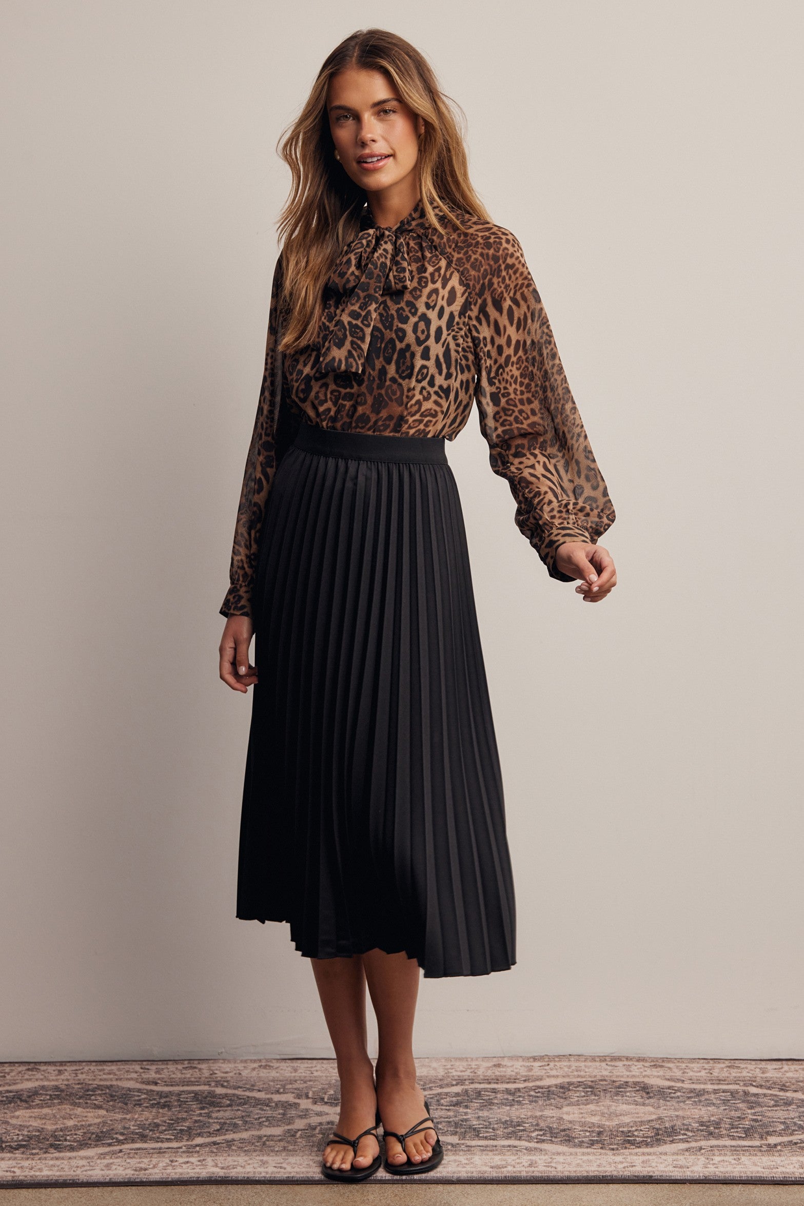 Cardozo Pleated Midi Skirt in Black, photo 8