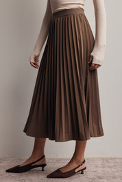 Cardozo Pleated Midi Skirt in Brown, photo 6