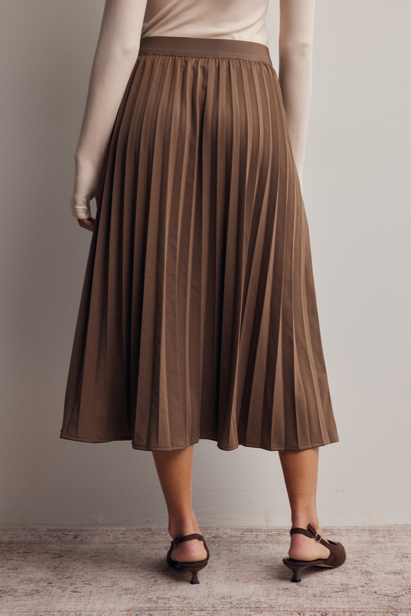 Cardozo Pleated Midi Skirt in Brown, photo 7
