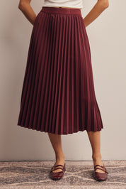 Cardozo Pleated Midi Skirt in Burgundy, photo 1