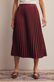 Cardozo Pleated Midi Skirt in Burgundy, photo 2