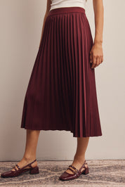 Cardozo Pleated Midi Skirt in Burgundy, photo 6