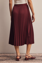 Cardozo Pleated Midi Skirt in Burgundy, photo 8