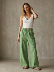 The Essential Mineral Washed Wide Leg Terry Cargo Pants