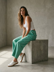 The Essential Mineral Washed Wide Leg Terry Cargo Pants