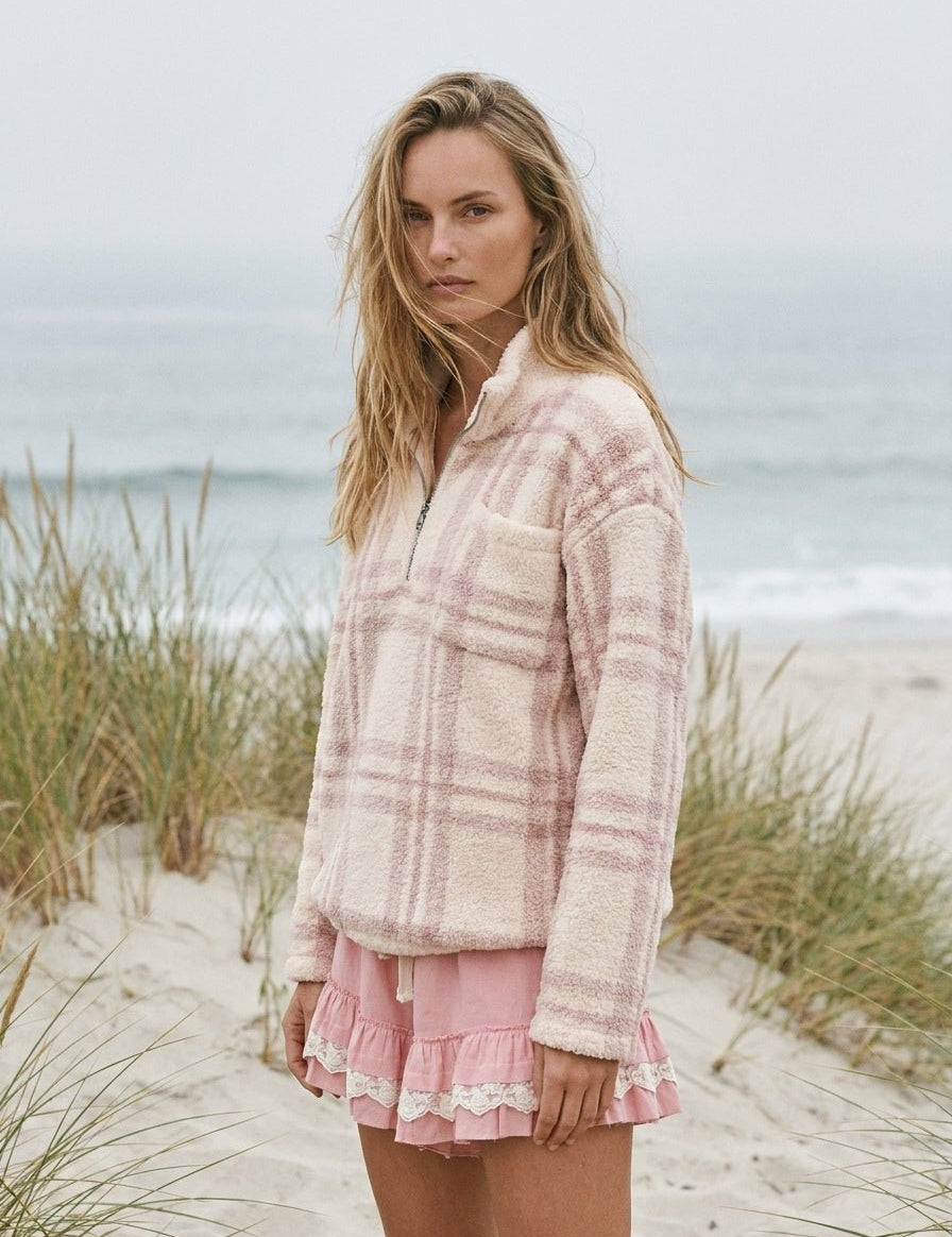 Carmel Oversized Fuzzy Plaid Sweater - Westly