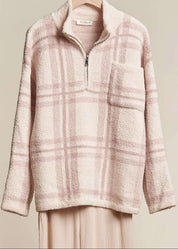 Carmel Oversized Fuzzy Plaid Sweater - Westly