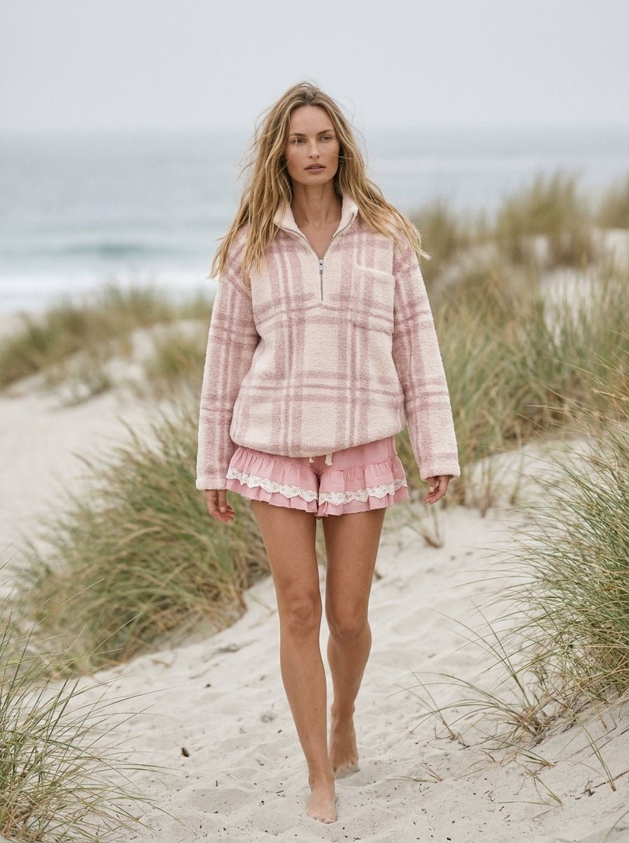 Carmel Oversized Fuzzy Plaid Sweater - Westly