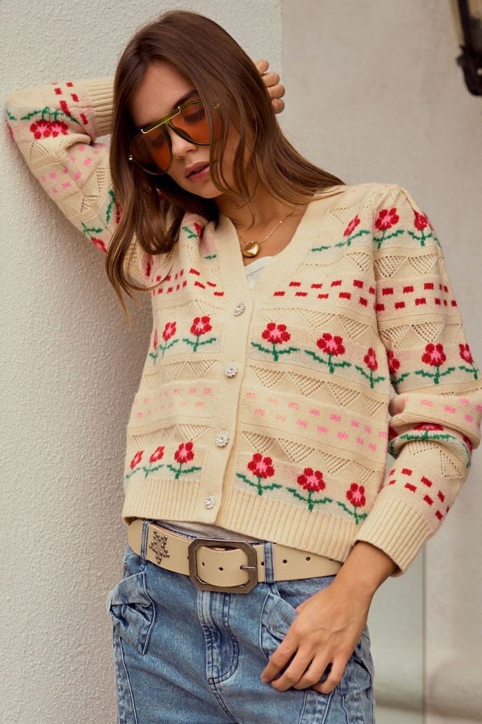 Carmelita Floral Knit Cardigan - Westly