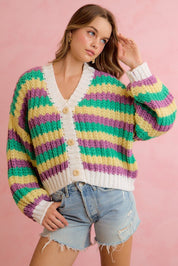 Carnival Club Open Knit Stripe Cardigan - Westly