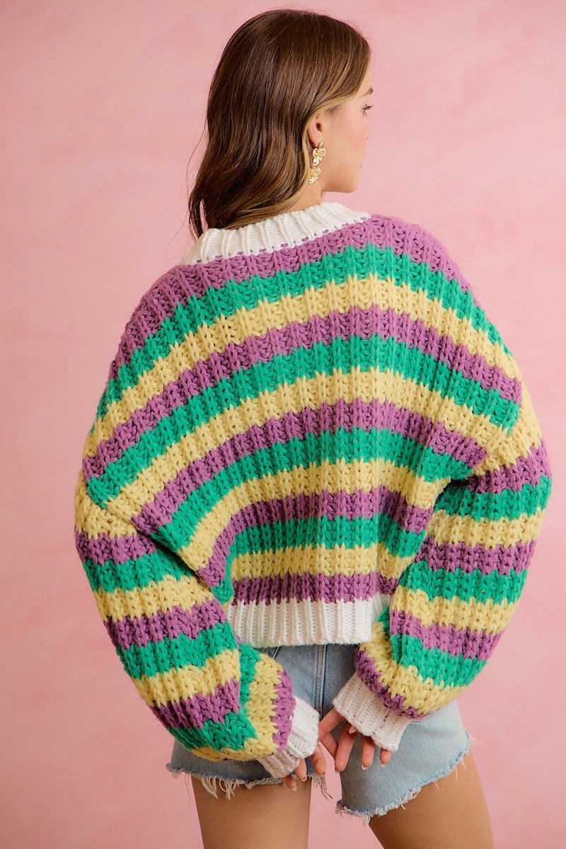 Carnival Club Open Knit Stripe Cardigan - Westly