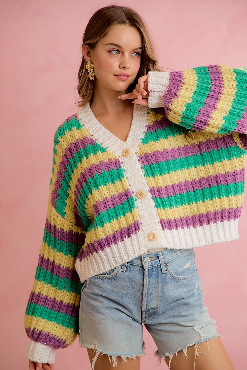 Carnival Club Open Knit Stripe Cardigan - Westly