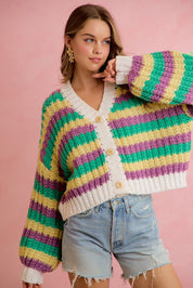 Carnival Club Open Knit Stripe Cardigan - Westly