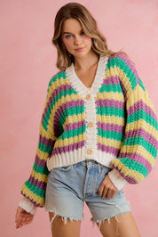 Carnival Club Open Knit Stripe Cardigan - Westly