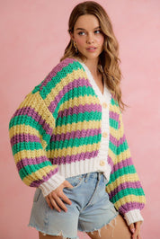Carnival Club Open Knit Stripe Cardigan - Westly