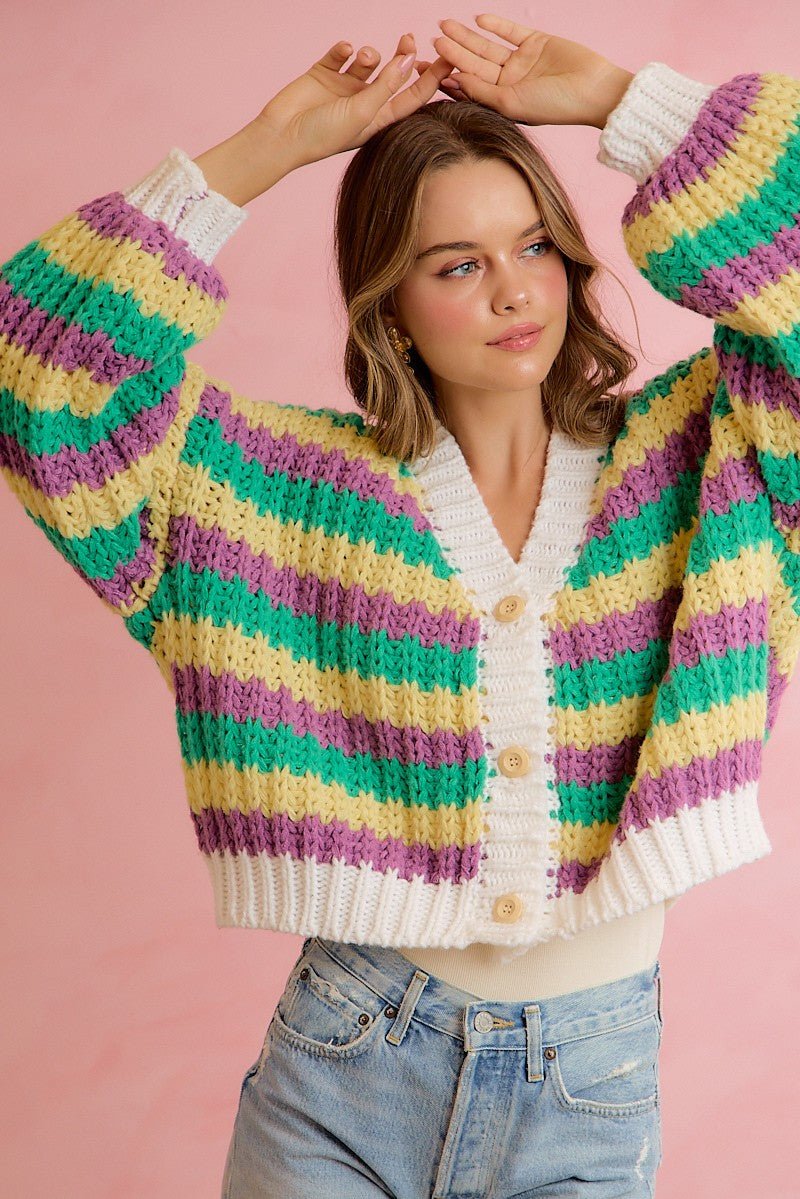 Carnival Club Open Knit Stripe Cardigan - Westly