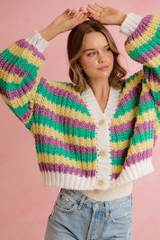 Carnival Club Open Knit Stripe Cardigan - Westly