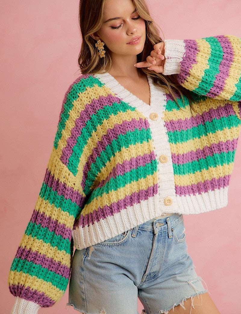 Carnival Club Open Knit Stripe Cardigan - Westly