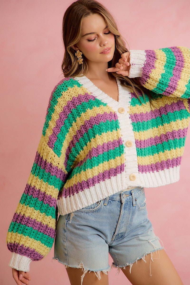 Carnival Club Open Knit Stripe Cardigan - Westly