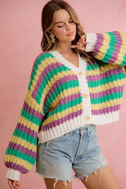Carnival Club Open Knit Stripe Cardigan - Westly