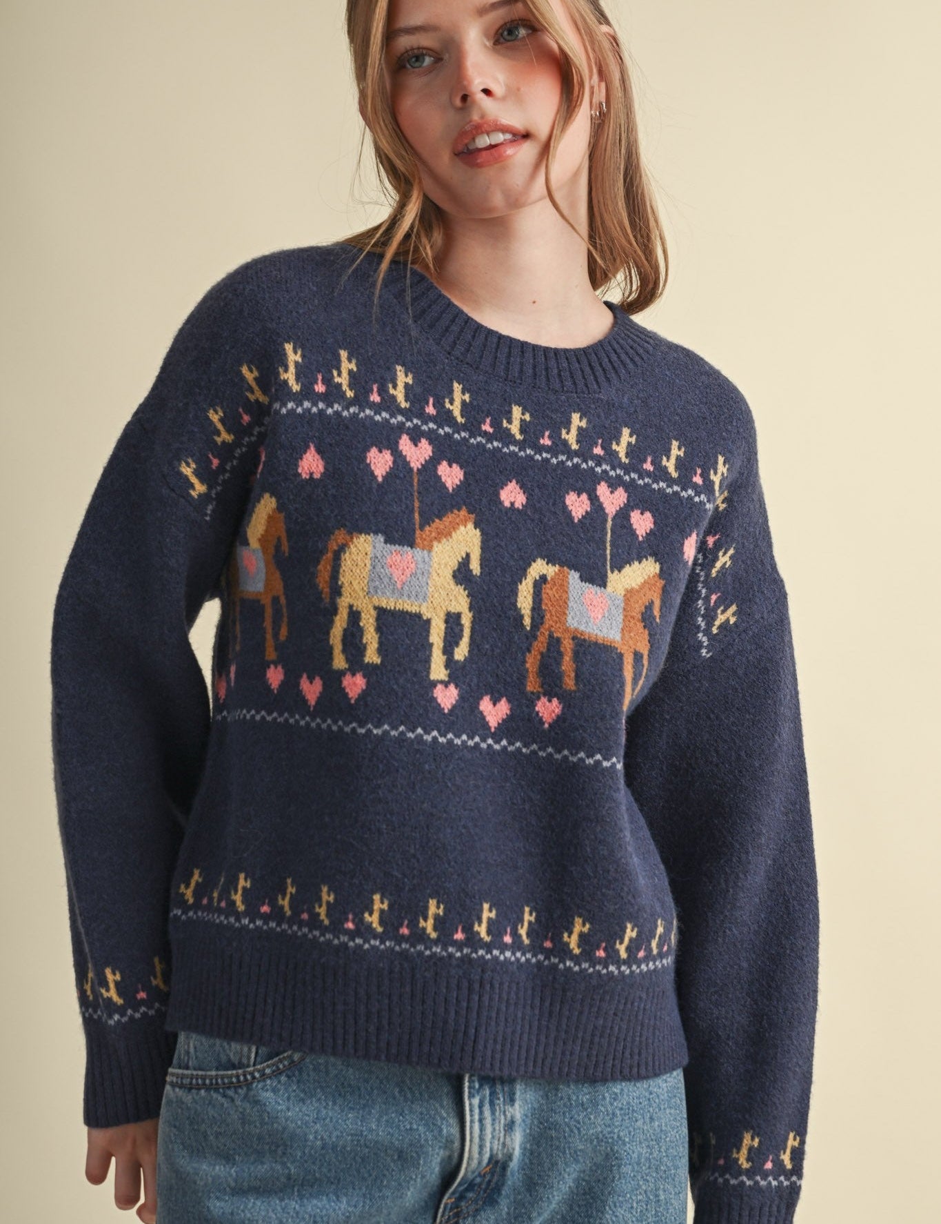 Carousel Horse Motif Sweater - Westly