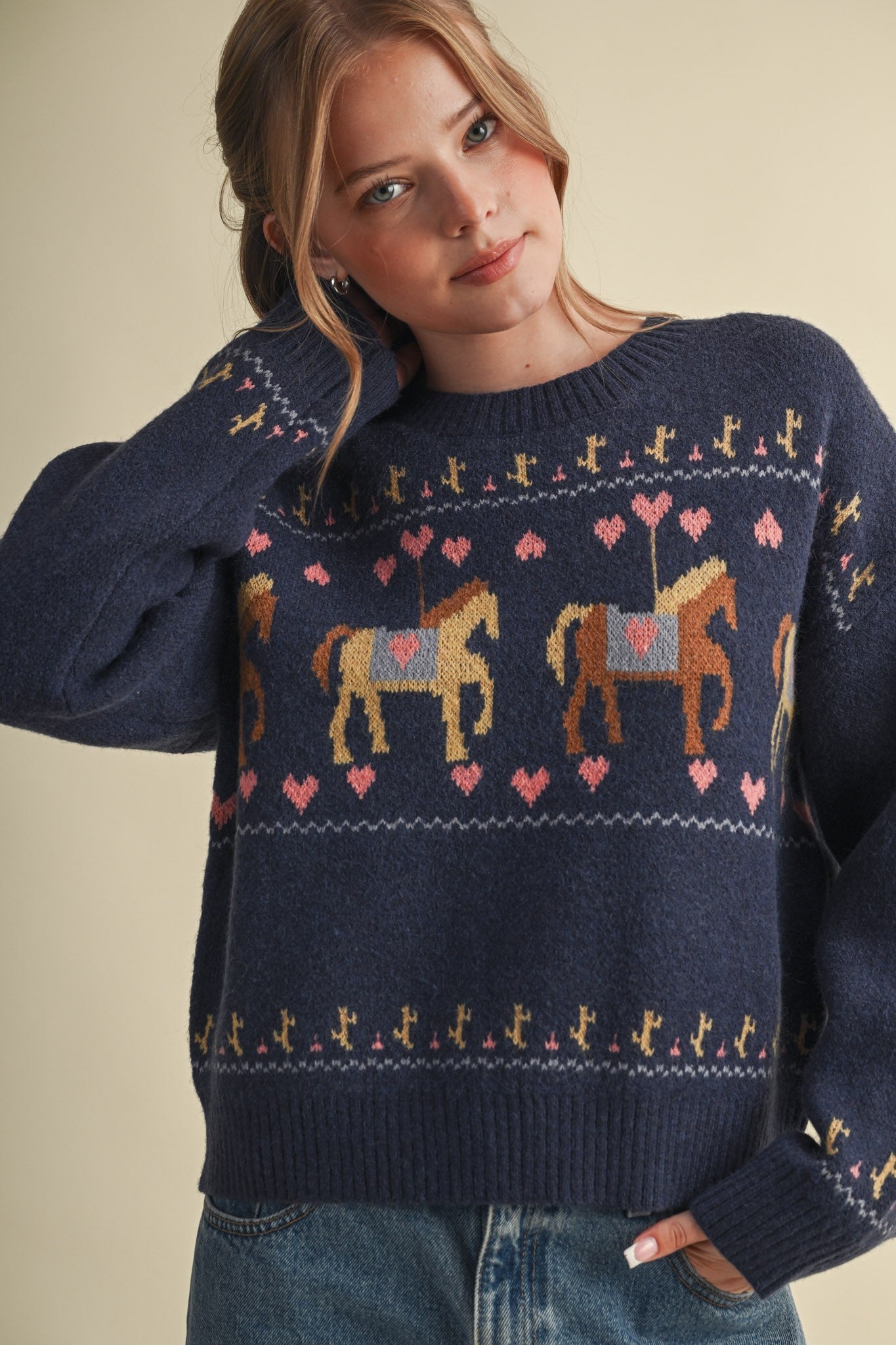 Carousel Horse Motif Sweater - Westly